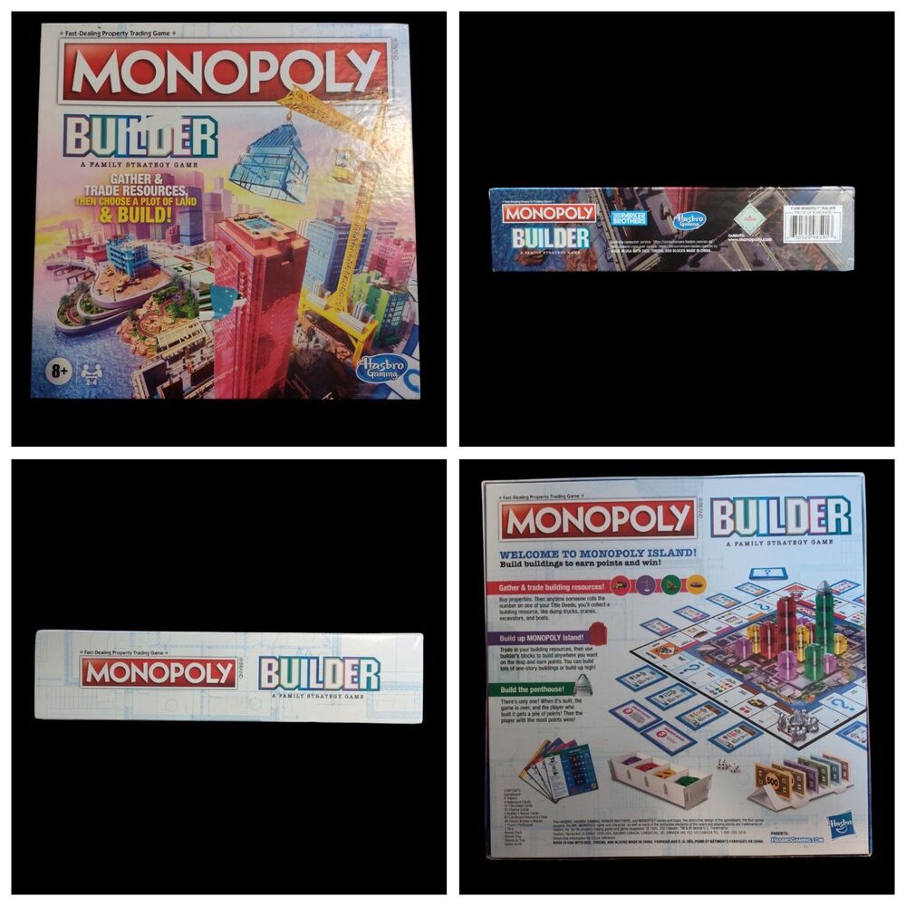 New Monopoly BUILDER Family Strategy Board Game Collect Resources & BUILD Hasbro